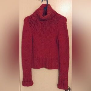 THE LIMITED HAND KNIT HOT PINK TURTLENECK SWEATER size small